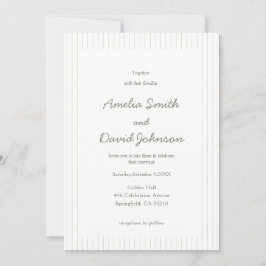 Chic Minimalist Stripe Green Wedding Invitation 