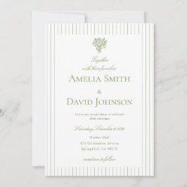 Chic Minimalist Stripe Green Wedding Invitation 