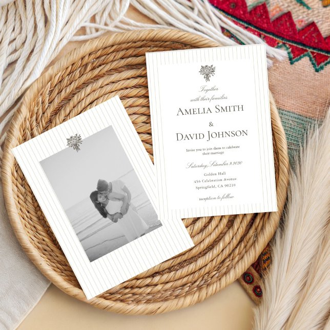 Chic Minimalist Stripe Green Wedding Invitation  Einladung (Von Creator hochgeladen)