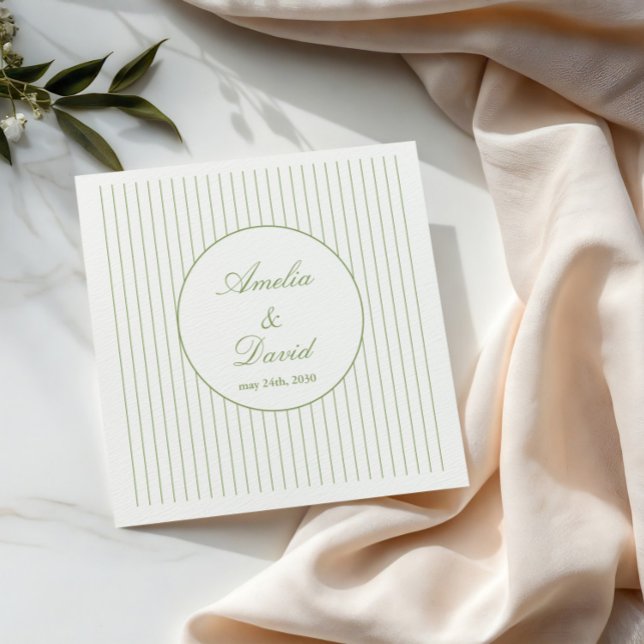Chic Minimalist Stripe Green Wedding  Serviette (Von Creator hochgeladen)