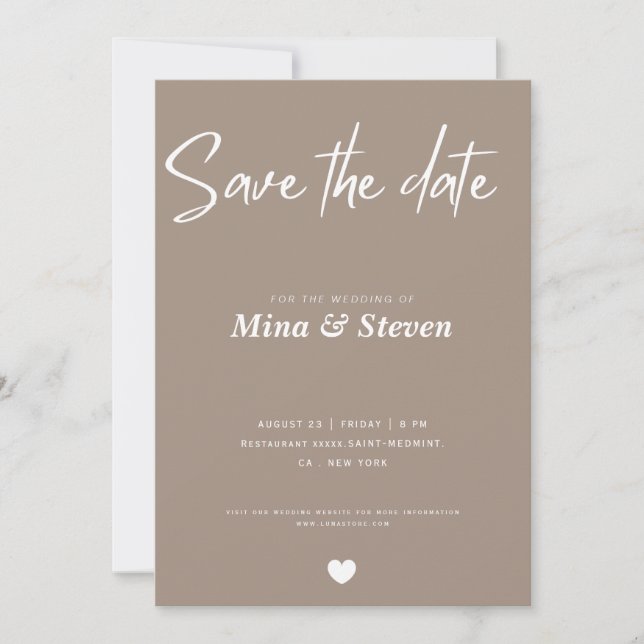 Chic minimalist Typografy Wedding Save The Date (Vorderseite)