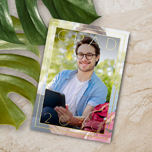 Chic Minimaliste Gold Foil Faire-part de graduatio