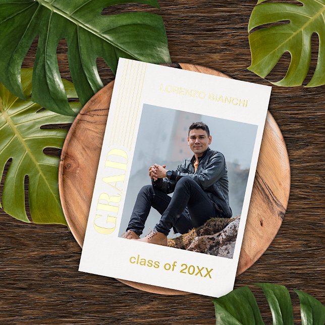 Chic Minimaliste Gold Foil Faire-part de graduatio (Créateur téléchargé)