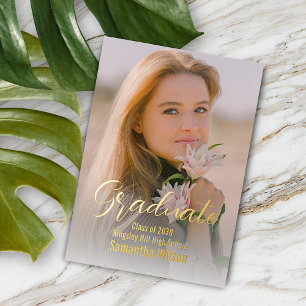 Chic Minimaliste Gold Foil Faire-part de graduatio