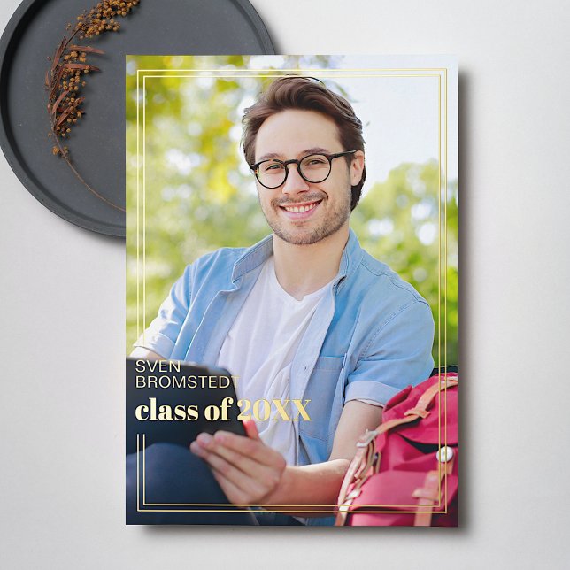 Chic Minimaliste Gold Foil Faire-part de graduatio (Créateur téléchargé)