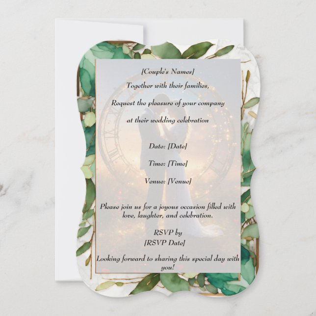 Chic Minimalistic Green-ish Wedding Einladungen (Vorderseite)