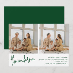 Chic Minimalistisch 2 Family Foto Grün Weihnachten