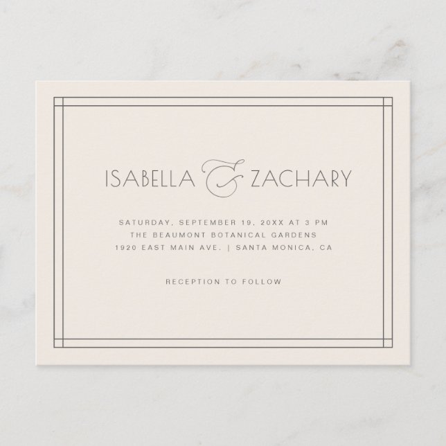 Chic Minimalistisch Ampersand Typografy Wedding Einladungspostkarte (Vorderseite)