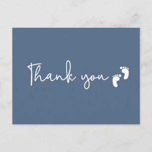Chic Minimalistisch Baby Dusche danke Dusty Blue Postkarte