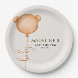 Chic Minimalistisch Bear Balloon Babydusche Pappteller