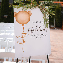 Chic Minimalistisch Bear Balloon Babydusche Poster