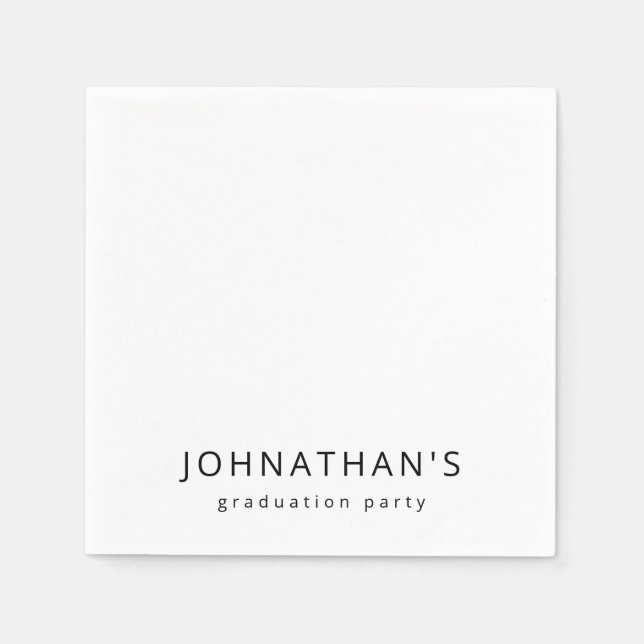 Chic Minimalistisch Black & White Party Serviette (Vorderseite)