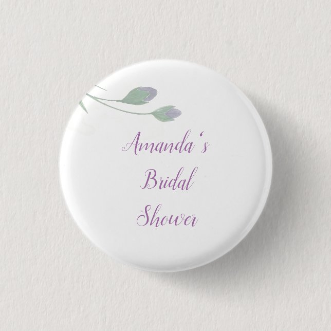 Chic Minimalistisch Brautparty Floral Button (Vorderseite)