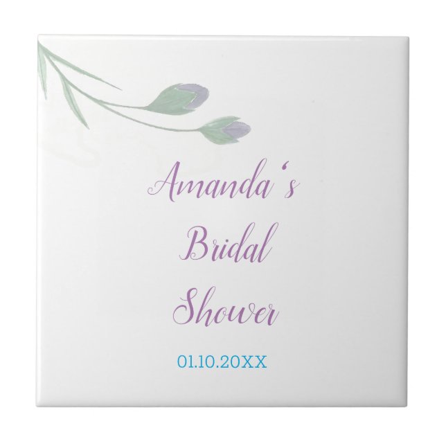 Chic Minimalistisch Brautparty Floral Fliese (Vorderseite)