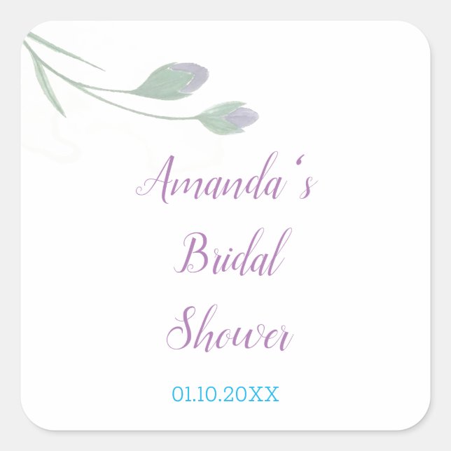 Chic Minimalistisch Brautparty Floral Quadratischer Aufkleber (Vorderseite)