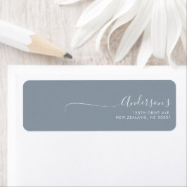 Chic Minimalistisch Dusty Blue Trendy Script Weddi