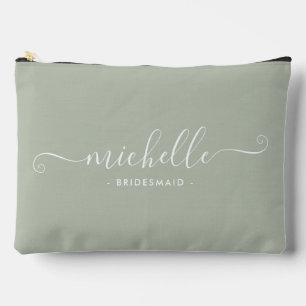 Chic Minimalistisch Dusty Sage Personalisiert Brid Zubehörtasche