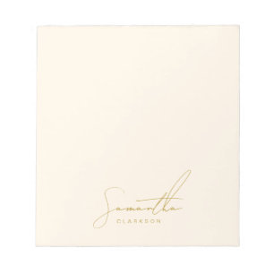 Chic Minimalistisch handgeschriebene Gold Script T Notizblock