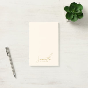 Chic Minimalistisch handgeschriebene Gold Script T Post-it Klebezettel