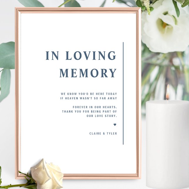 Chic Minimalistisch in Love Memory Blue Wedding Si Poster (Von Creator hochgeladen)