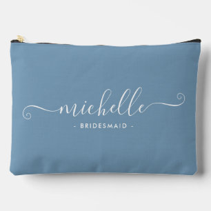 Chic Minimalistisch Lake Blue Personalisiert Bride Zubehörtasche