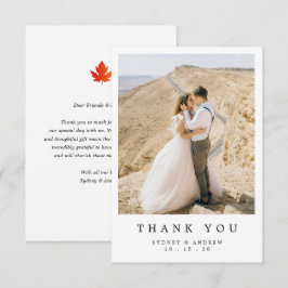 Chic Minimalistisch Maple Leaf Hochzeit im Herbst Dankeskarte
