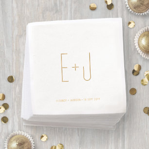Chic Minimalistisch Moderne Mit Monogramm Hochzeit Servietten Mit Folie