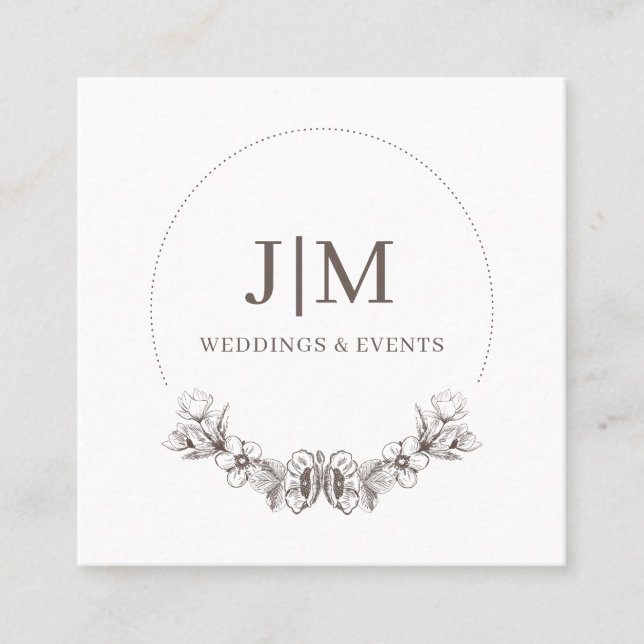 Chic Minimalistisch Monogram Wedding and Event Pla Quadratische Visitenkarte (Vorderseite)