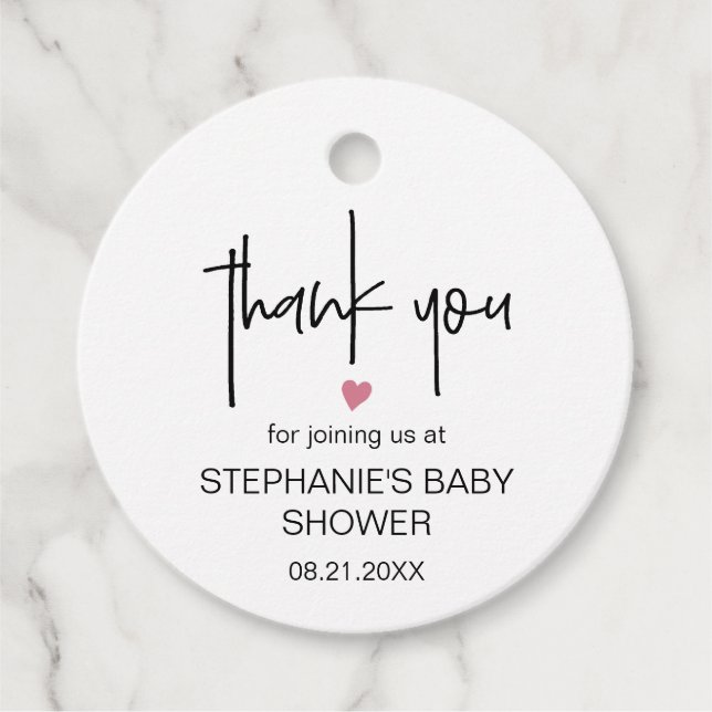 Chic Minimalistisch Pink Vielen Dank Baby Girl Dus Geschenkanhänger (Vorderseite)