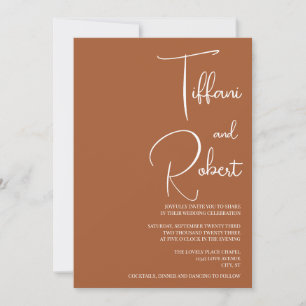 Chic Minimalistisch Terracotta Wedding Einladung