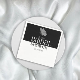 Chic Minimalistisch Typografie Butterfly Brautpart Serviette