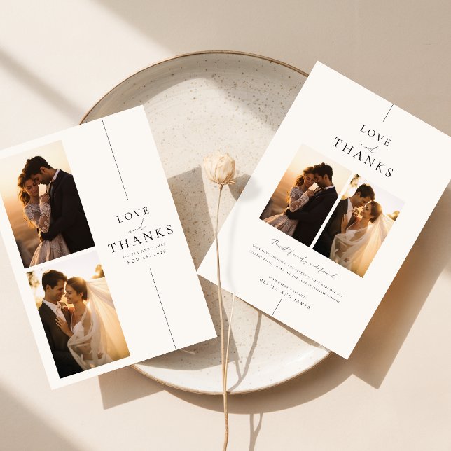 Chic Minimalistisch Wedding 4 Foto Dankeskarte (Von Creator hochgeladen)