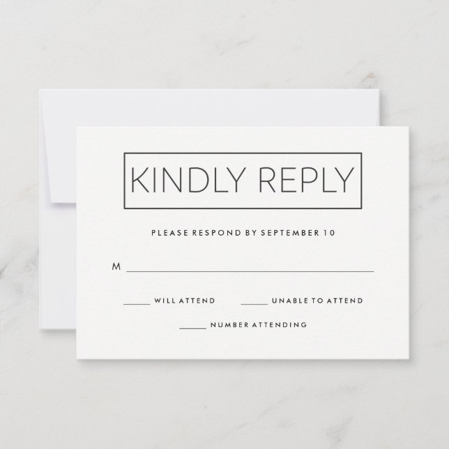 Chic Minimalistisch Wedding Response RSVP Karte (Vorderseite)