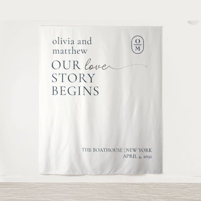 Chic-minimalistische Monogramm-Hochzeit  Wandteppich (Vorderseite)