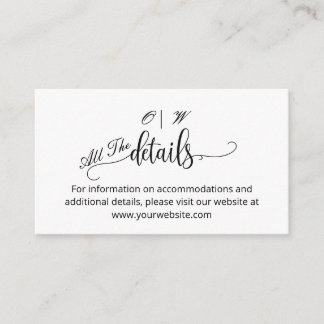 Chic Minimalistische Schwarze Weiße Hochzeitsinfor Begleitkarte