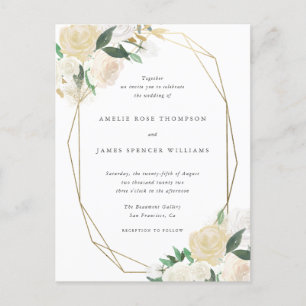 Chic-Minimalistische Typografie-Blumenhochzeit Einladungspostkarte