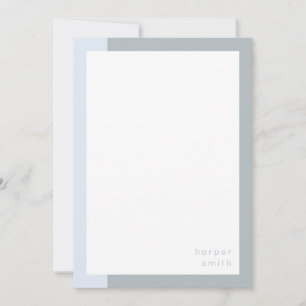 Chic Minimalistischer Personalisierter Name Blau G Mitteilungskarte