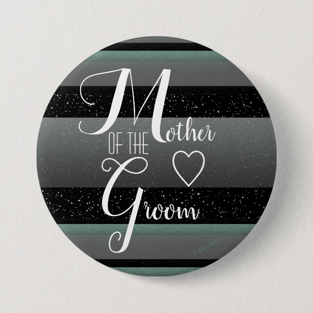 Chic Mint Black Gray Striped Mutter der Erde Button (Vorderseite)
