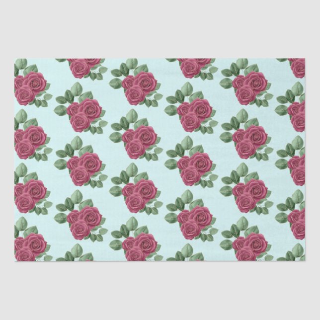 Chic Mint Burgundy Gold Rose Hochzeiten Blätter Seidenpapier (Vorderseite)