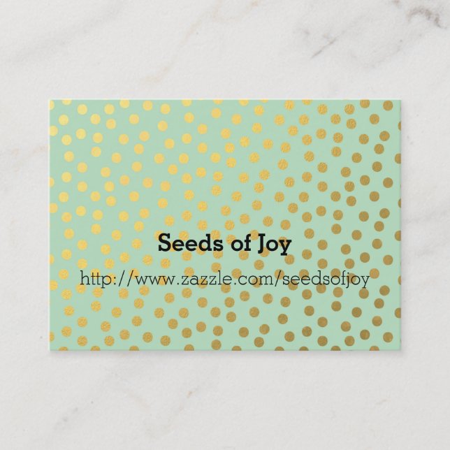 Chic Mint Gold Confetti Dots Visitenkarte (Vorderseite)