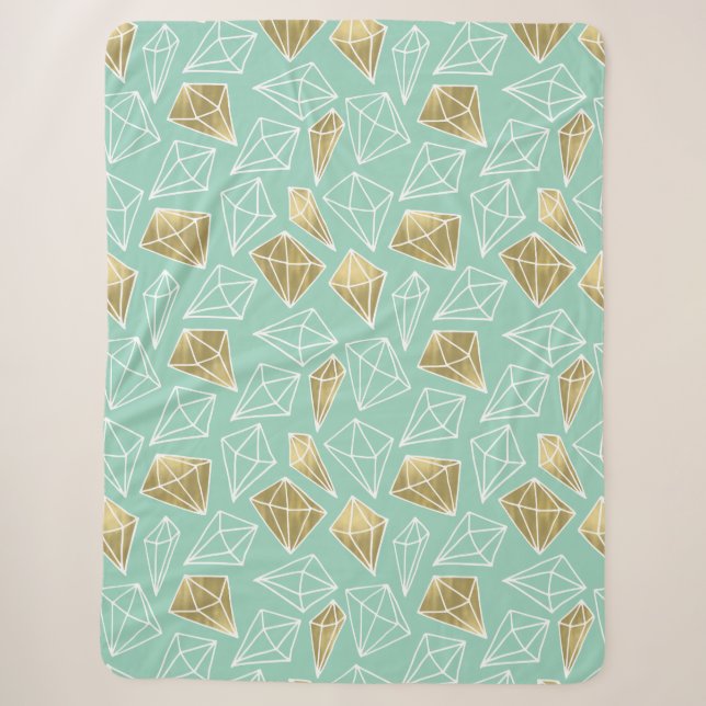 Chic Mint Gold Diamonds Sherpadecke (Vorderseite)