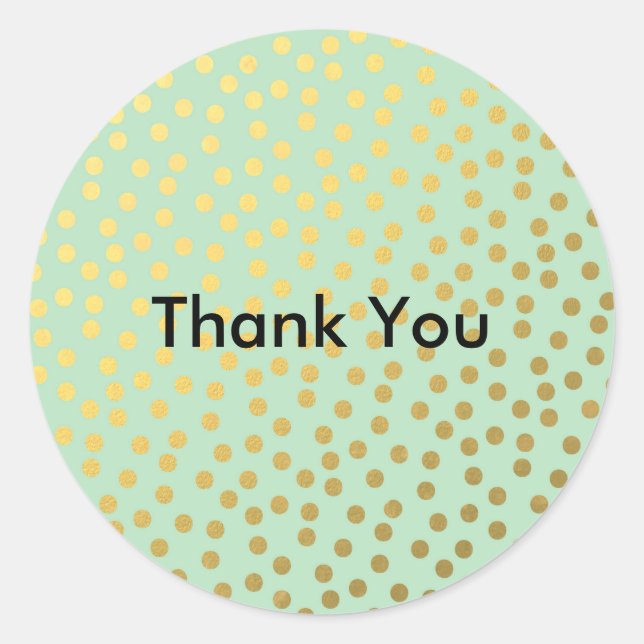 Chic Mint Gold Dots Runder Aufkleber (Vorderseite)