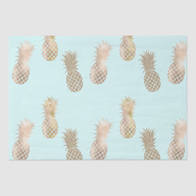 Chic Mint Gold Glam Ananas Seidenpapier (Vorderseite)