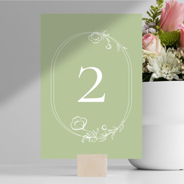 Chic Mint Green Floral Wedding Tischnummer (Von Creator hochgeladen)