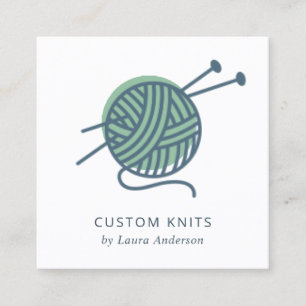 CHIC MINT GREEN NAVY GRAD KNITTING WOOL YARN BALL QUADRATISCHE VISITENKARTE