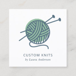 CHIC MINT GREEN NAVY GRAY KNITTING WOOL YARBALL QUADRATISCHE VISITENKARTE