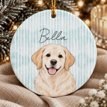 Chic Mint Green Striped Labrador Monogram