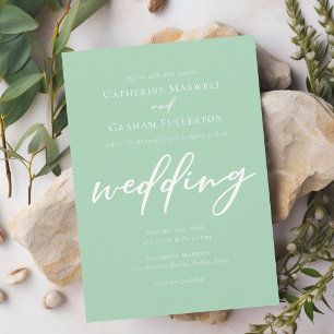 Chic Mint Green Typografy Wedding Einladung