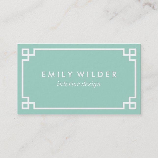 Chic Mint Green und White Griry Key Visitenkarte (Vorderseite)
