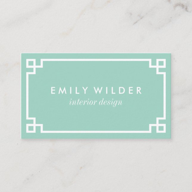 Chic Mint Green und White Griry Key Visitenkarte (Vorderseite)